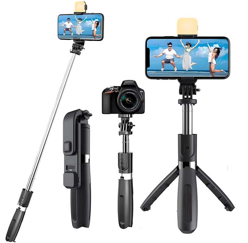 Portable 3-in-1 Selfie Stick Tripod with Bluetooth Remote | Compact & Adjustable for Travel and Vlogging