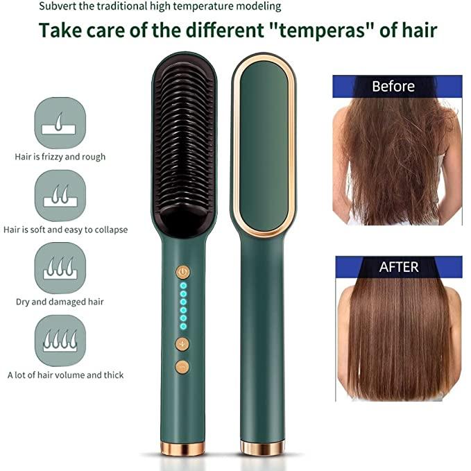 2-in-1 Hair Straightener Brush for Women – Quick Styling, Travel Friendly & Easy to Use