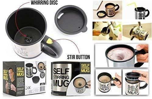ZappMug Battery Operated Self-Stirring Mug with Lid – 400ml Auto Mixing Cup for Coffee, Tea, Milk & Protein Shakes | Stainless Steel Interior | Travel-Friendly