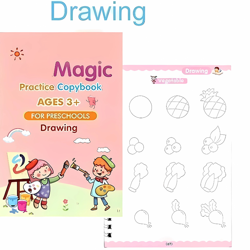 Magic Practice Copybook Set for Kids (Ages 3+) – 4-in-1 Reusable Workbook Set