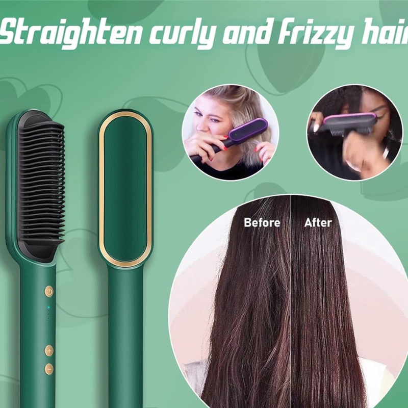 2-in-1 Hair Straightener Brush for Women – Quick Styling, Travel Friendly & Easy to Use
