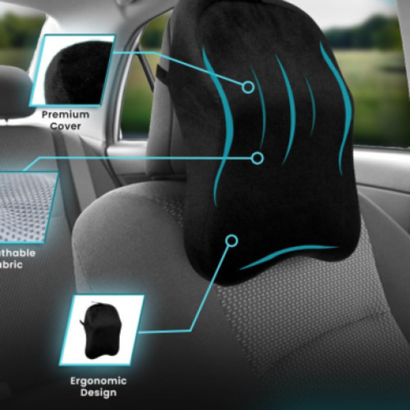 Ergonomic Neck and Back Support Cushion for Car and Office Chairs – Breathable & Comfortable Travel Pillow