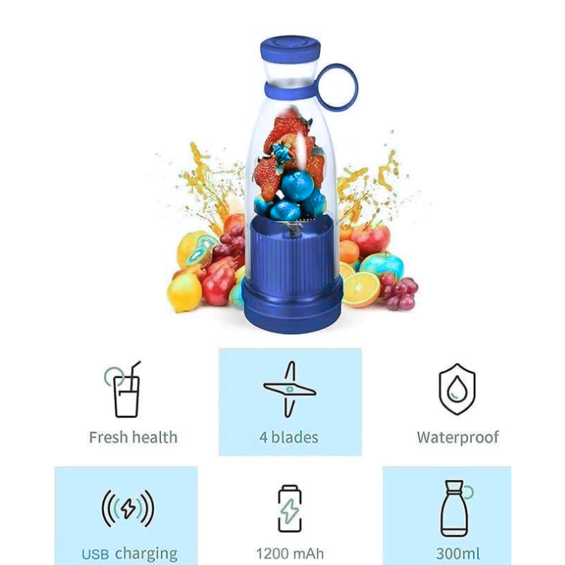 ZappBlend Cordless Portable Blender | Rechargeable 4-Blade Juicing Cup for Smoothies & Shakes