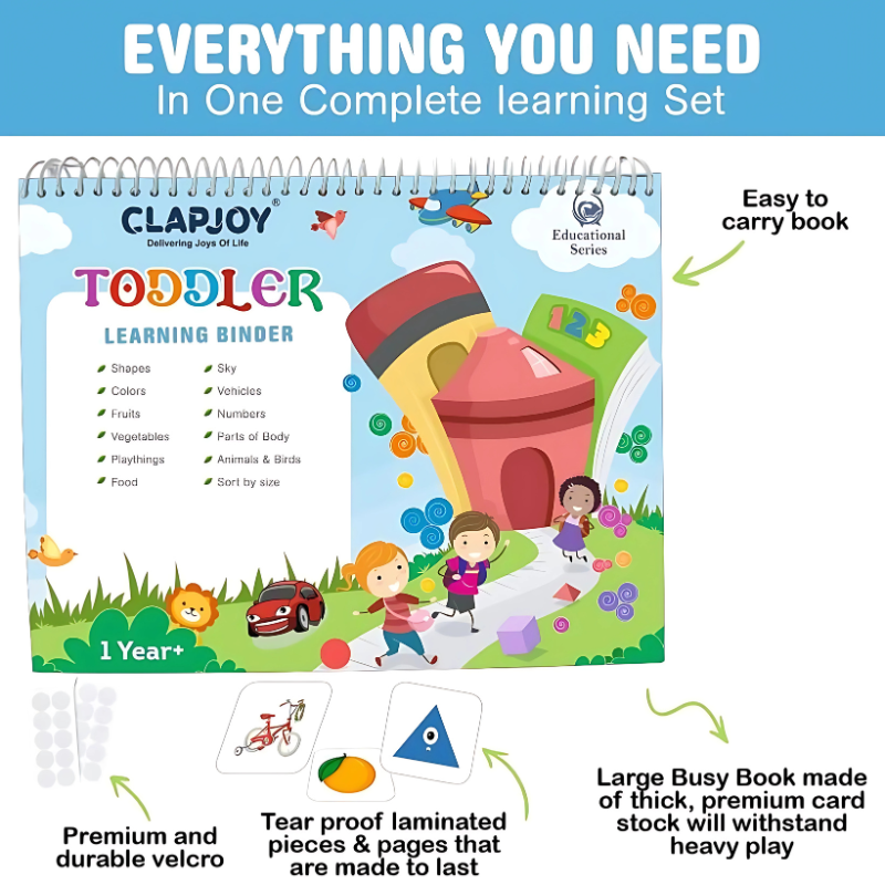 Montessori Toddler Busy Binder Book – Level 1 & 2 Combo for Kids Aged 2-5 | Reusable Preschool Activity Book