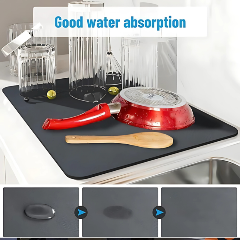 ZappMat Kitchen Dish Drying Mat | Quick-Dry Water Absorbent Placemat with Non-Slip Rubber Backing | Multipurpose Mat for Countertops