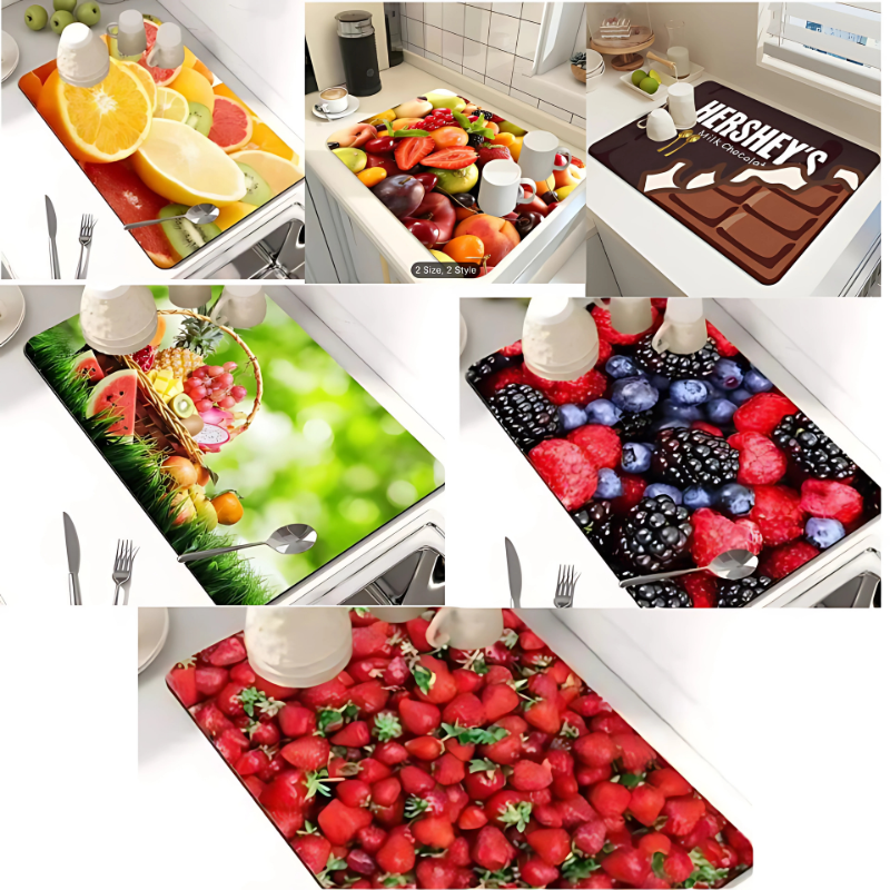 ZappMat Kitchen Dish Drying Mat | Quick-Dry Water Absorbent Placemat with Non-Slip Rubber Backing | Multipurpose Mat for Countertops
