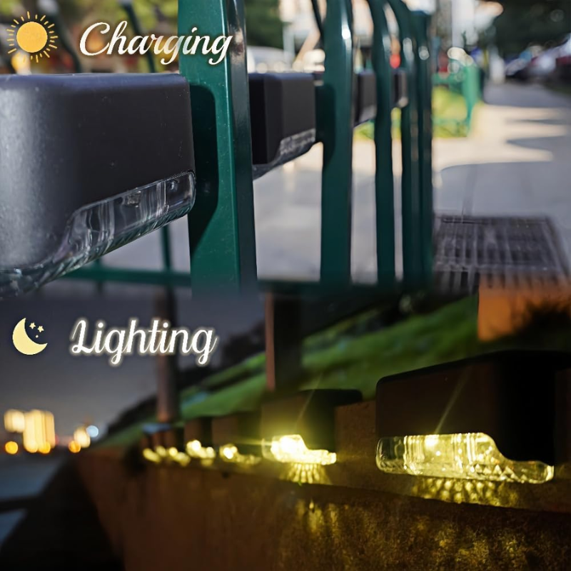Solar Deck & Stair Lights | Waterproof LED Outdoor Lighting for Garden, Railings, Walls, Balcony, Pathway & Patio – Warm White