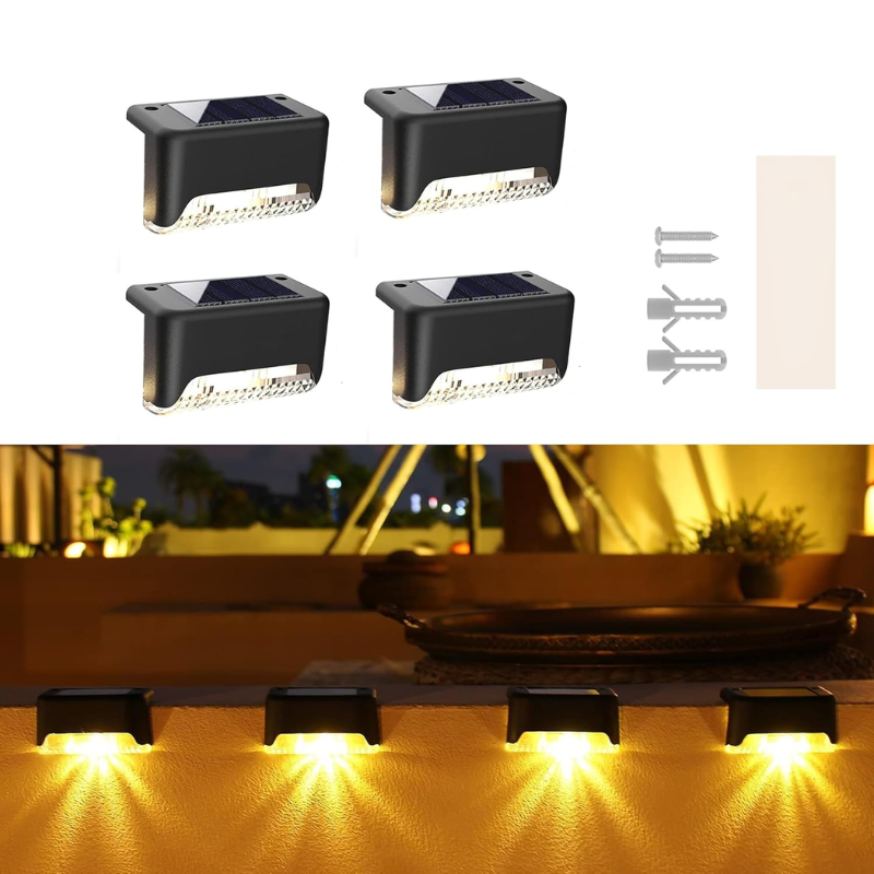 Solar Deck & Stair Lights | Waterproof LED Outdoor Lighting for Garden, Railings, Walls, Balcony, Pathway & Patio – Warm White