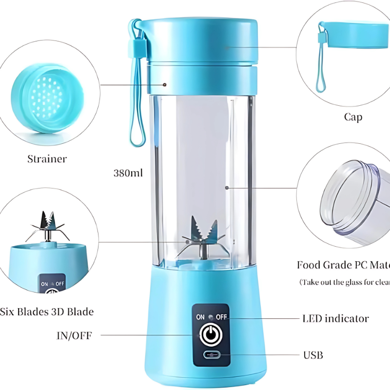 Compact USB Rechargeable Portable Blender for Travel & Everyday Use 380 ml