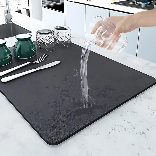 ZappMat Kitchen Dish Drying Mat | Quick-Dry Water Absorbent Placemat with Non-Slip Rubber Backing | Multipurpose Mat for Countertops