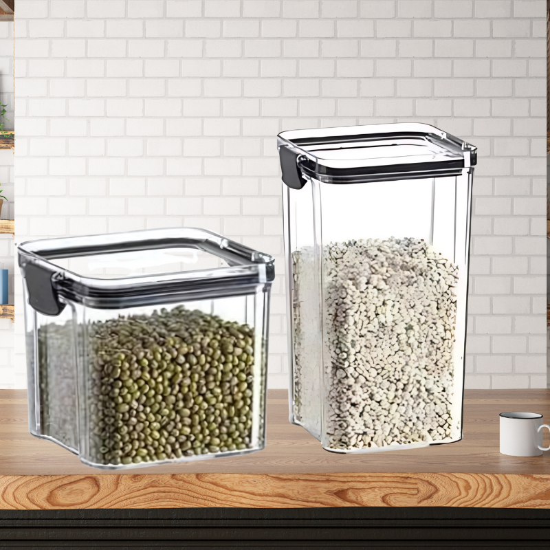 ZappStore Air Tight Food Storage Containers Set | 8-Piece BPA-Free Kitchen Organizer Jars (700ml & 1100ml)