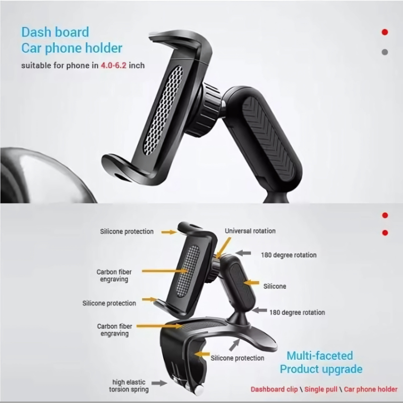 Universal Adjustable Car Mobile Holder – Hands-Free Phone Mount for Dashboard & Windshield