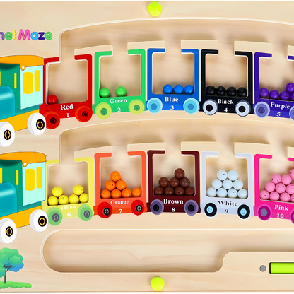 Montessori Magnetic Maze Puzzle – Wooden Color & Number Learning Board for Kids