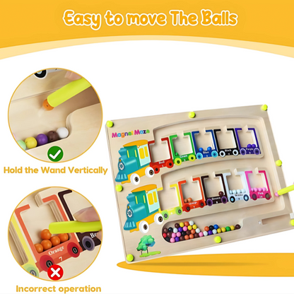 Montessori Magnetic Maze Puzzle – Wooden Color & Number Learning Board for Kids