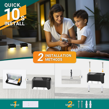 Solar Deck & Stair Lights | Waterproof LED Outdoor Lighting for Garden, Railings, Walls, Balcony, Pathway & Patio – Warm White